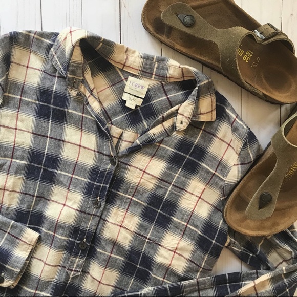 J. Crew Tops - J. Crew Boyfriend Fit Plaid Long Sleeve Top